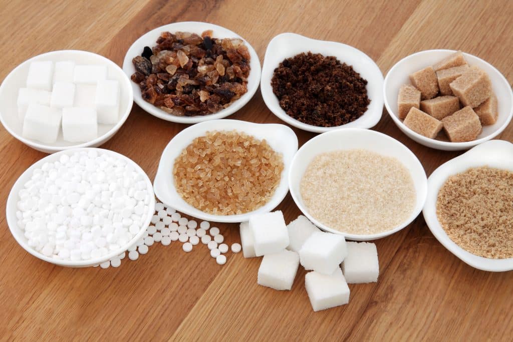 verious types of sugar